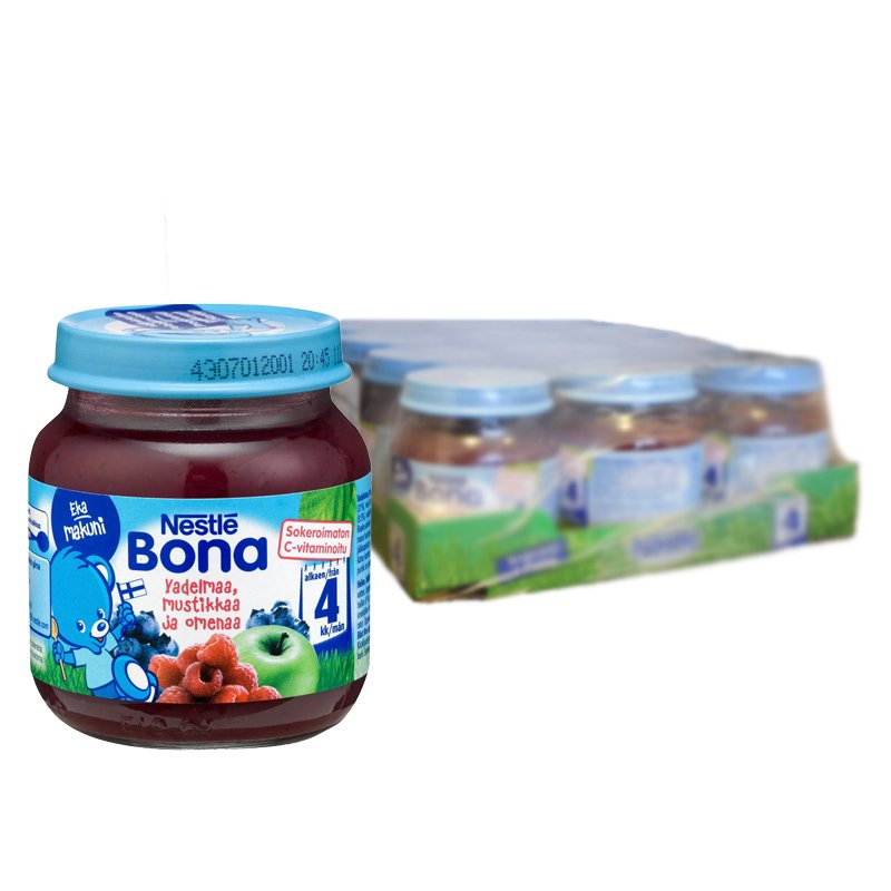 Lastenruoka Vadelma, Mustikka & Omena 12kpl - 24% alennus