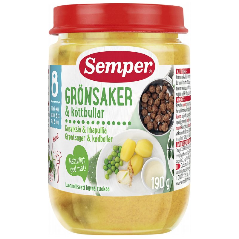 Lastenruoka "Vihannekset & Lihapullat" 190 g - 23% alennus