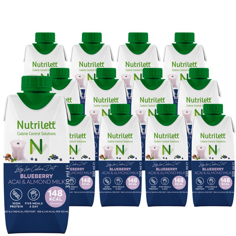 Laatikollinen Ateriankorvikkeita "Blueberry, Acai & Almond" 12 x 330ml - 26% alennus