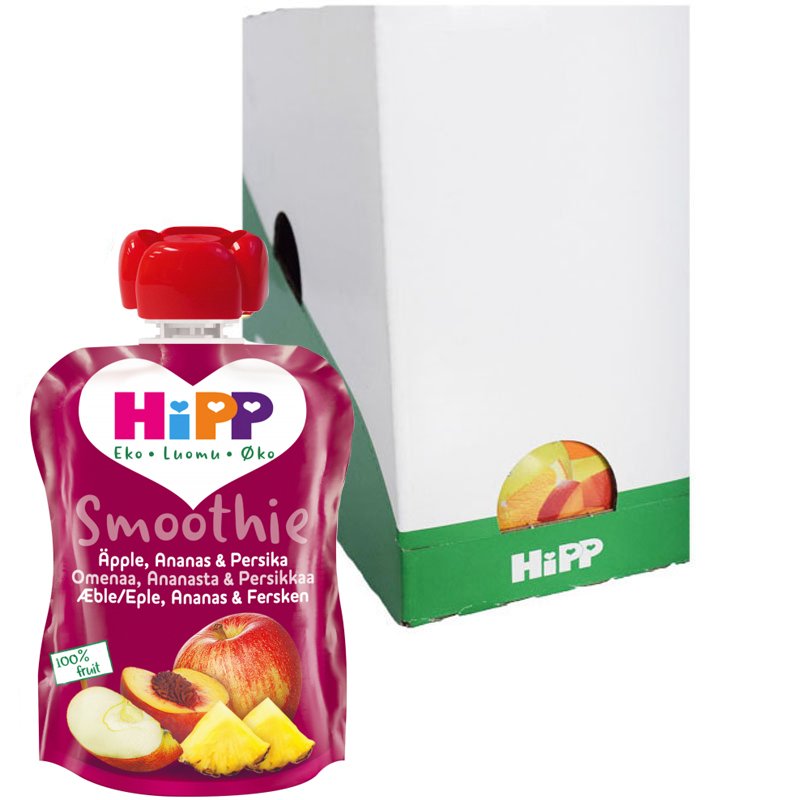 Laatikollinen smoothieita, omena, ananas ja persikka, 6x90g - 26% alennus