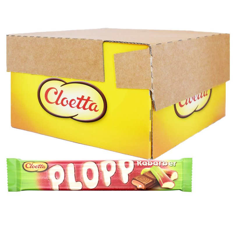 Laatikollinen Plopp-suklaapatukoita, raparperi 35 x 50 g - 67% alennus