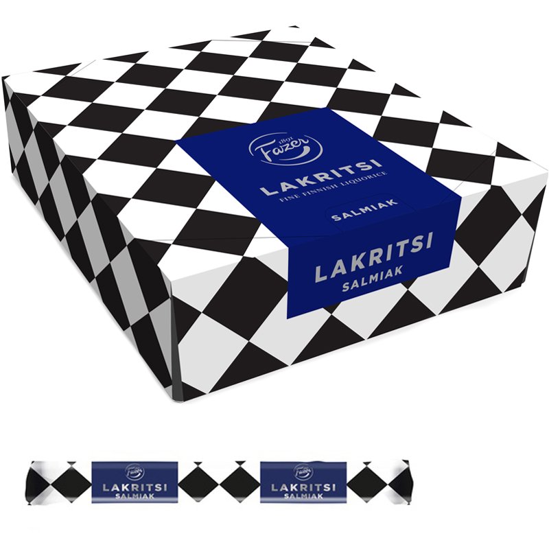 Laatikollinen lakritsipatukoita "Salmiakki" 30 x 20 g Fazer - 60% alennus