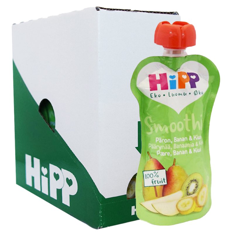 Laatikollinen smoothieita, päärynä, banaani ja kiivi, 6 x 100 g - 26% alennus
