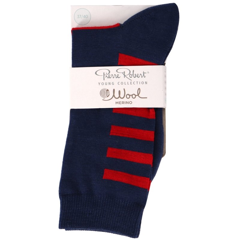 Merinovillasukat Navy Red koko 37-40 - 79% alennus