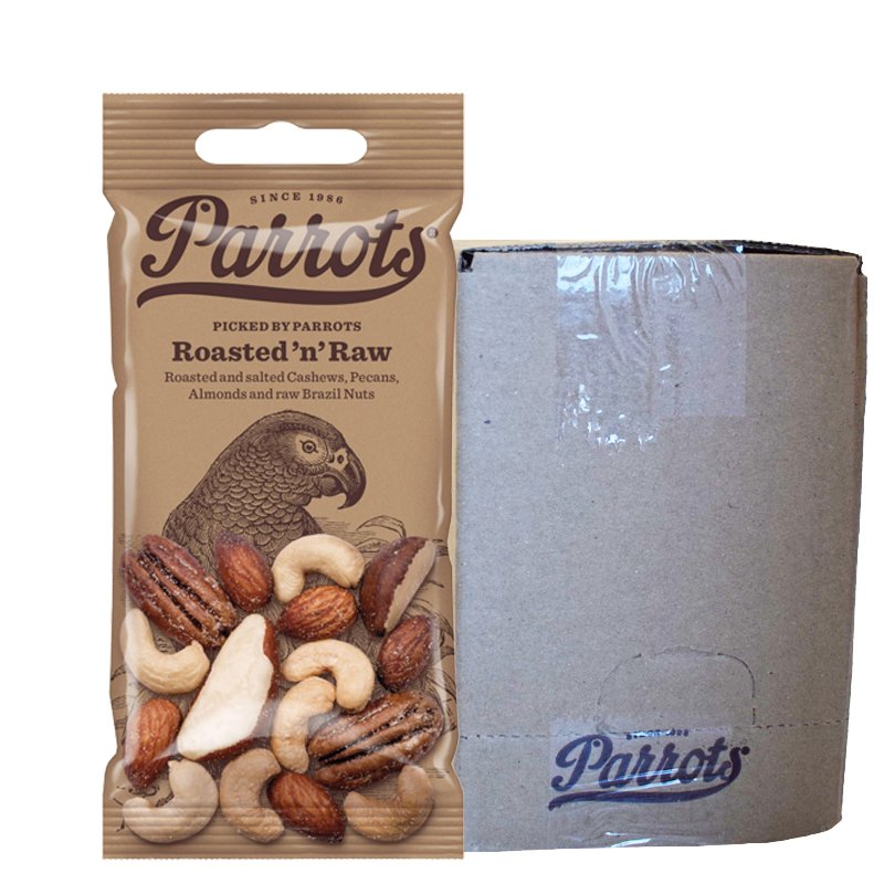 Laatikollinen Pähkinäsekoitusta "Roasted & Raw" 12 x 55g - 56% alennus