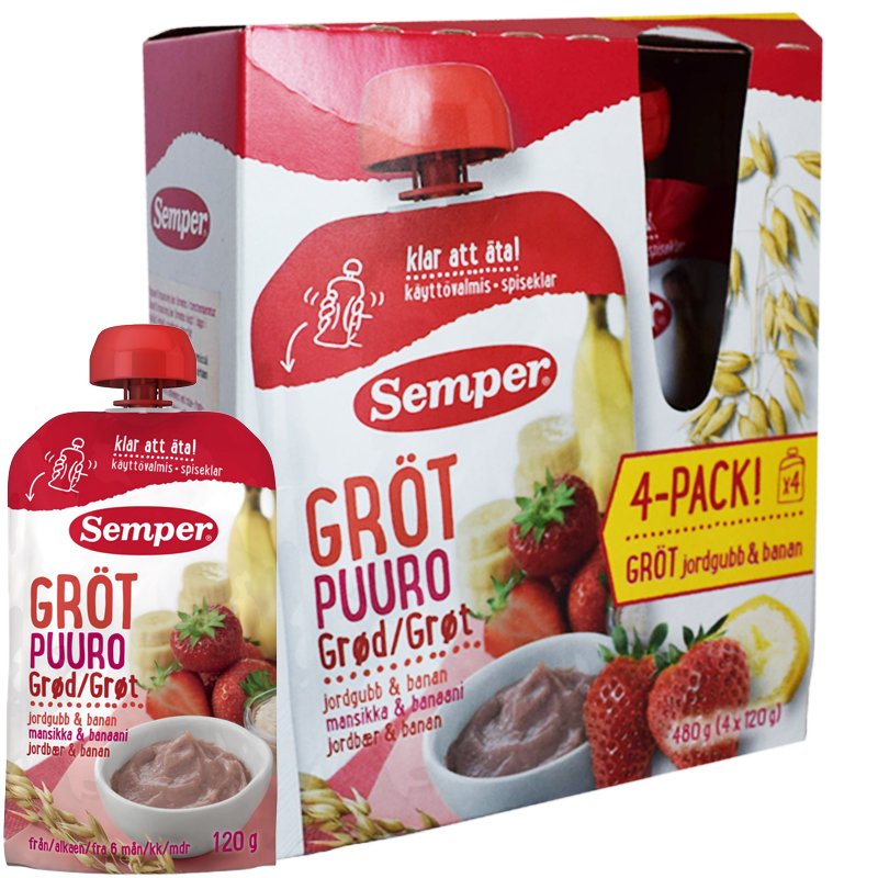 4-pack Puuro Mansikka & Banaani - 30% alennus